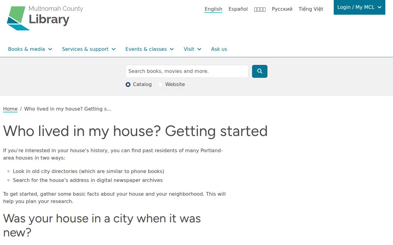 Portland city directory house-history guide at Multnomah County Library