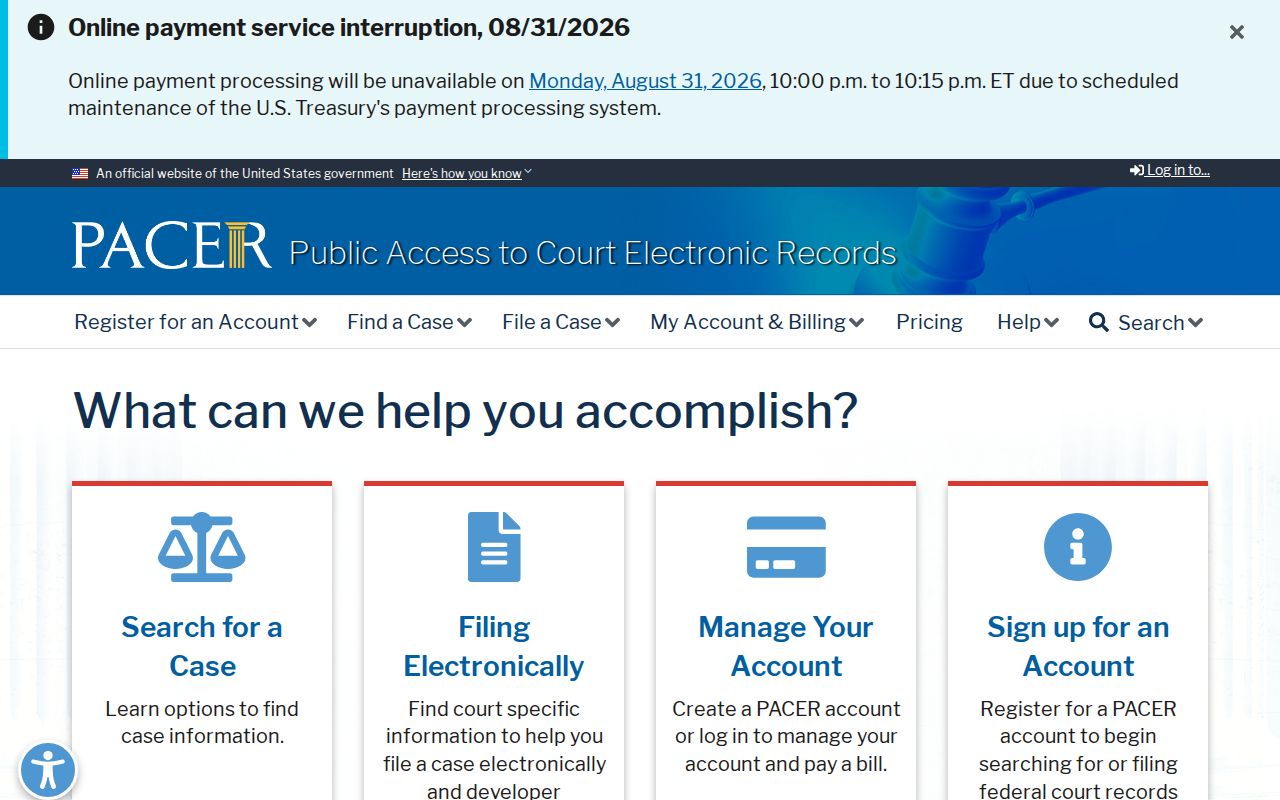 Portland residents directory PACER federal court search