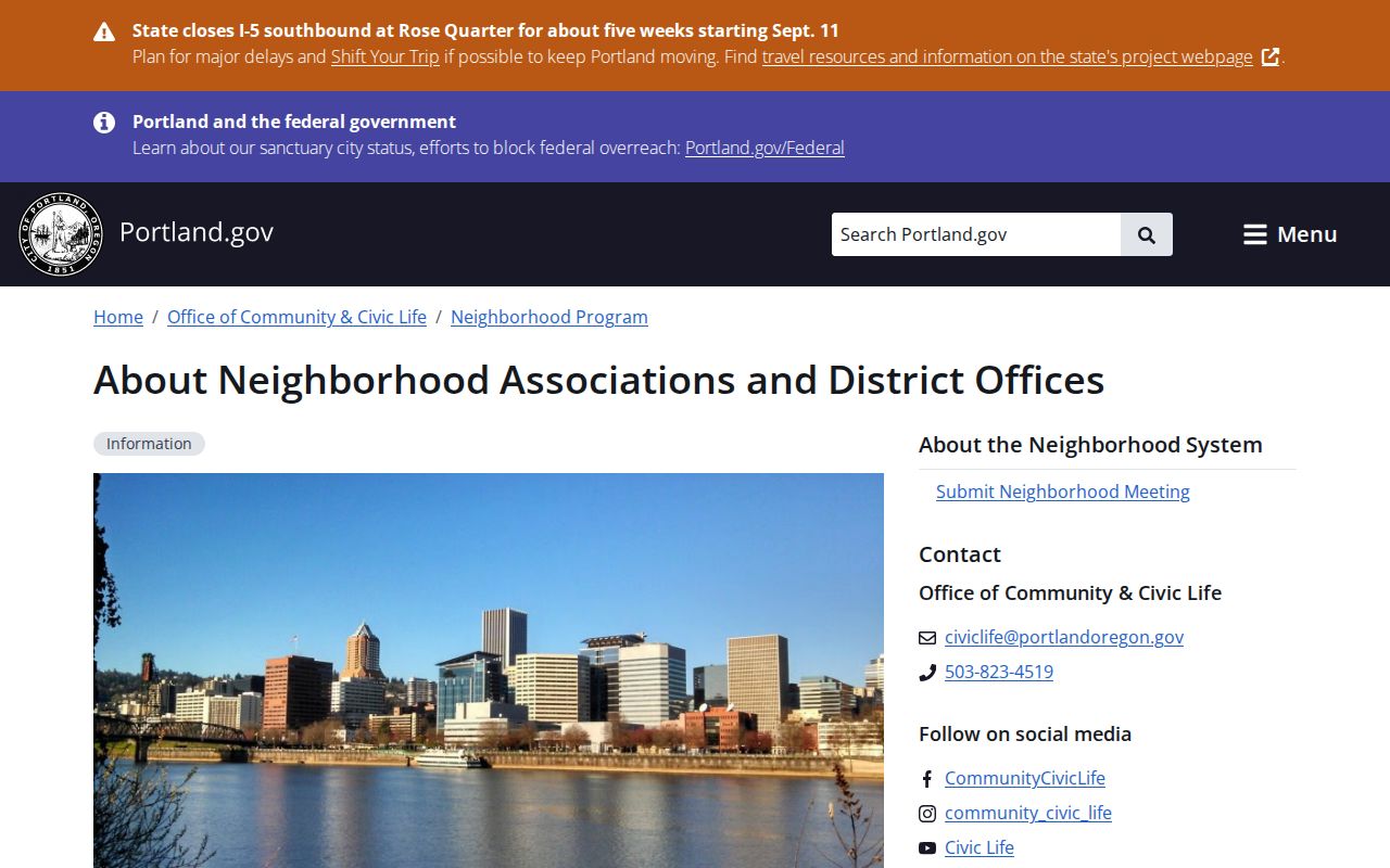 Portland neighbors search using the My Neighborhood association system
