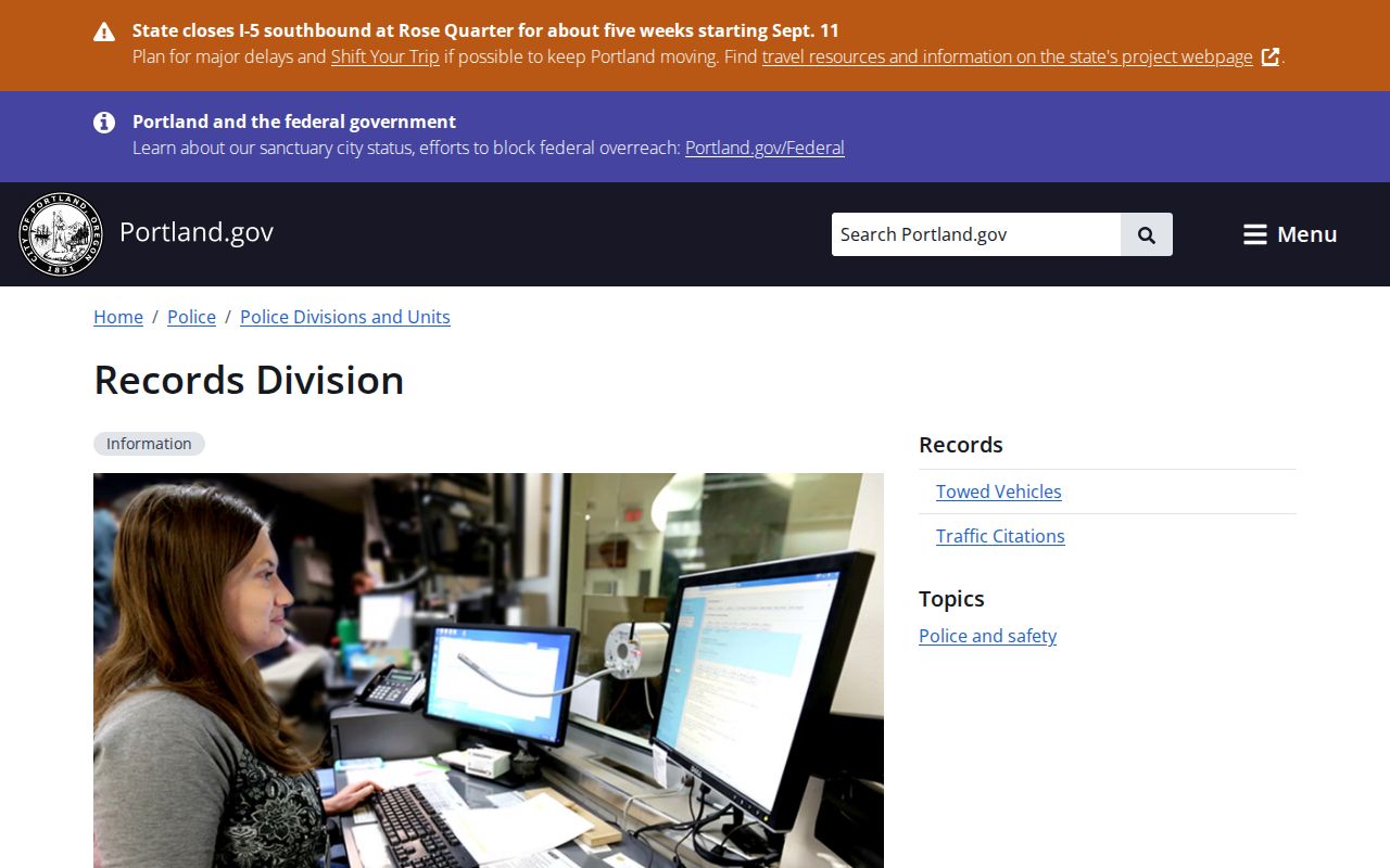 Portland neighbors safety research through Portland Police Records Division