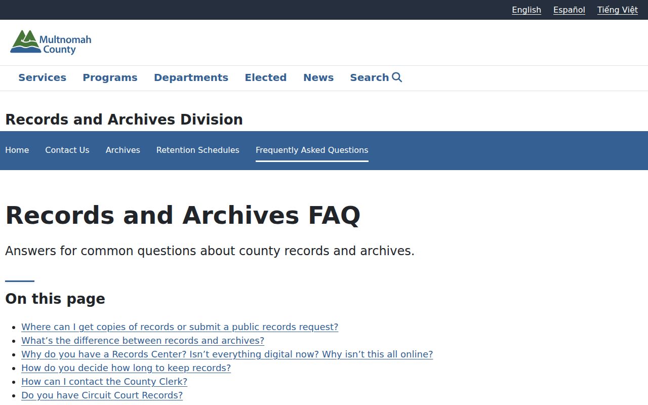 Portland previous residents archive research information from Multnomah County