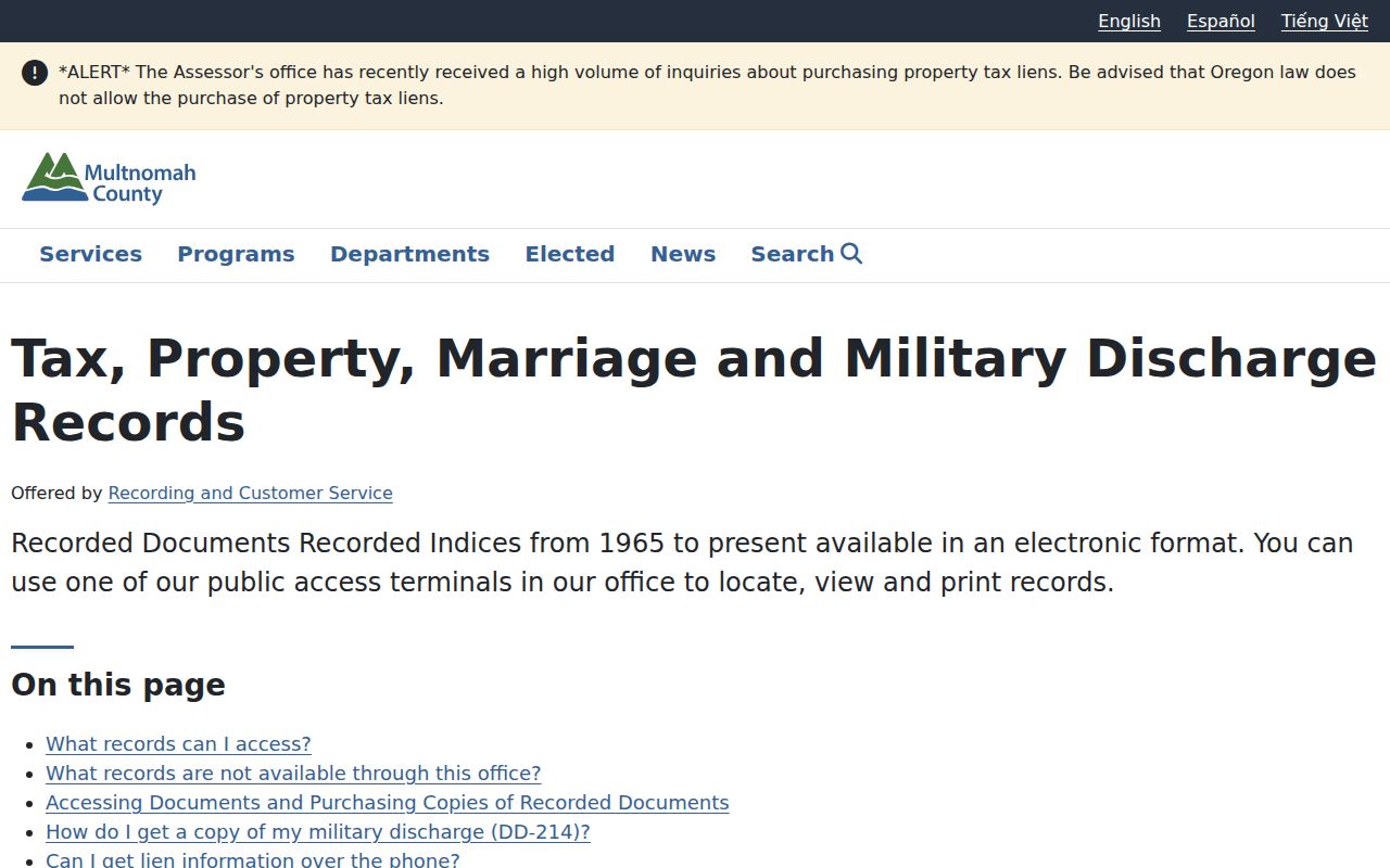 Portland previous residents research through Multnomah County historic property records