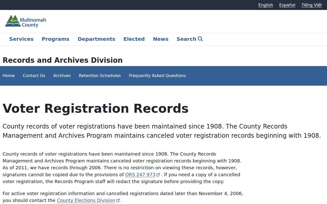 Portland previous residents historical voter-record research from Multnomah County