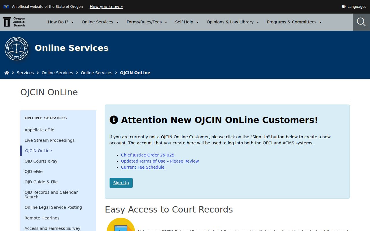 Portland resident lookup using OJCIN Online court-register service