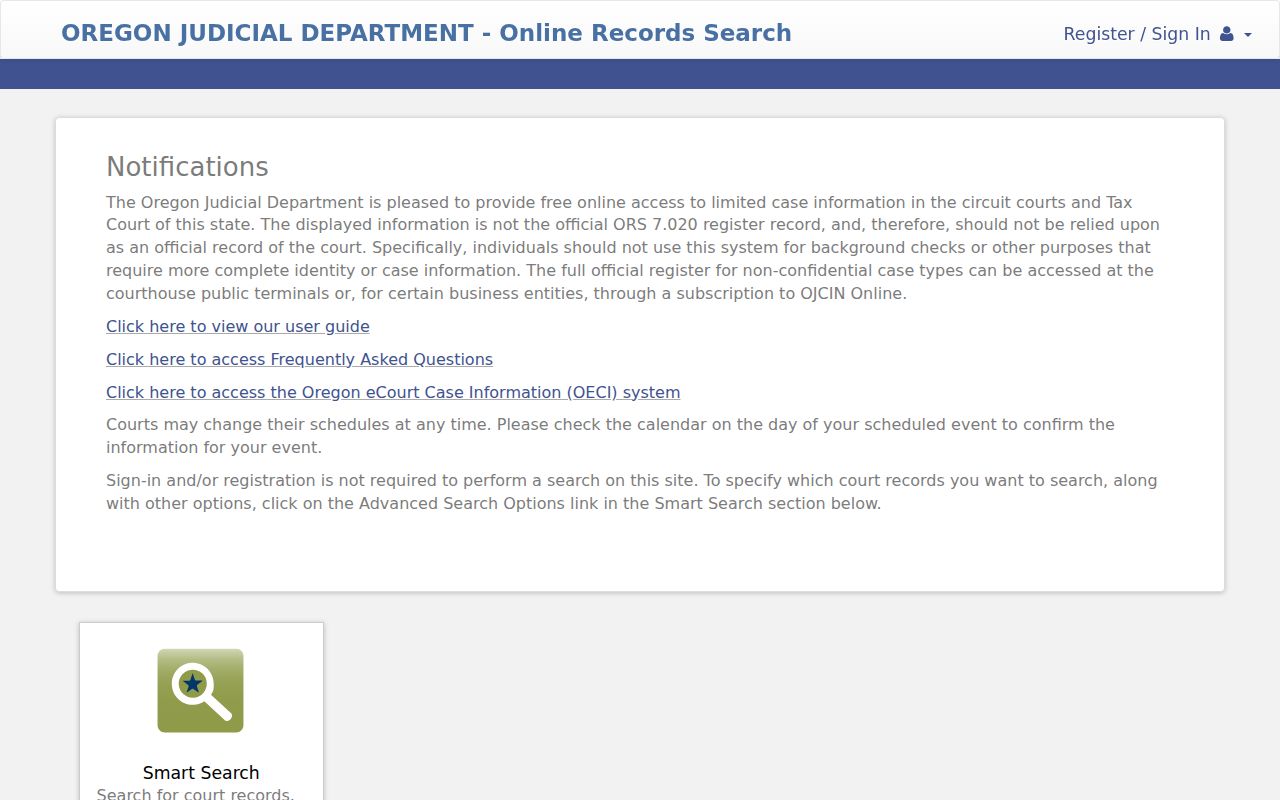 Portland resident lookup through Oregon Judicial Department records and calendar search