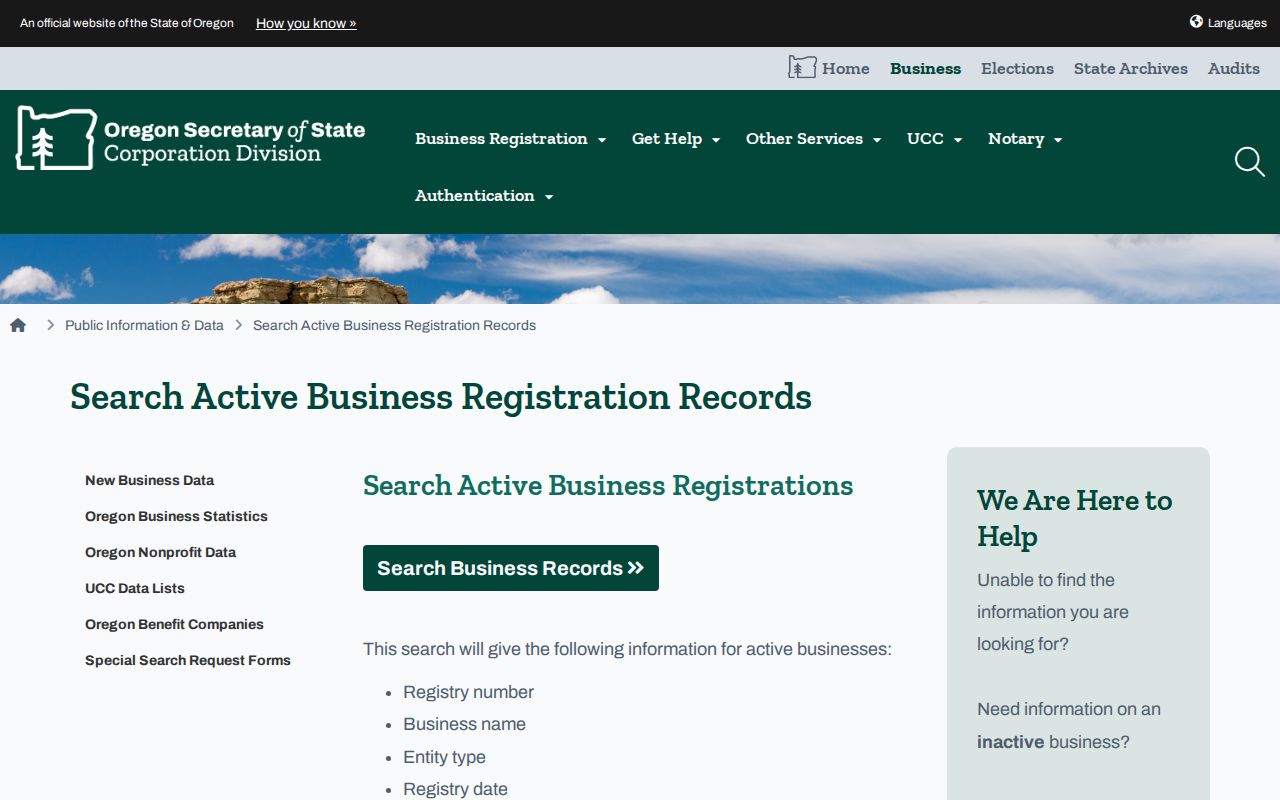 Portland resident lookup through Oregon active business registration search