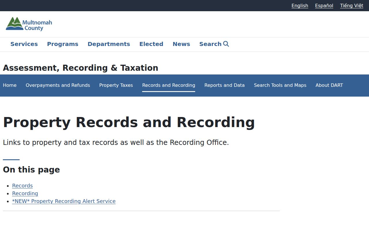 Portland street deed records and county recording information