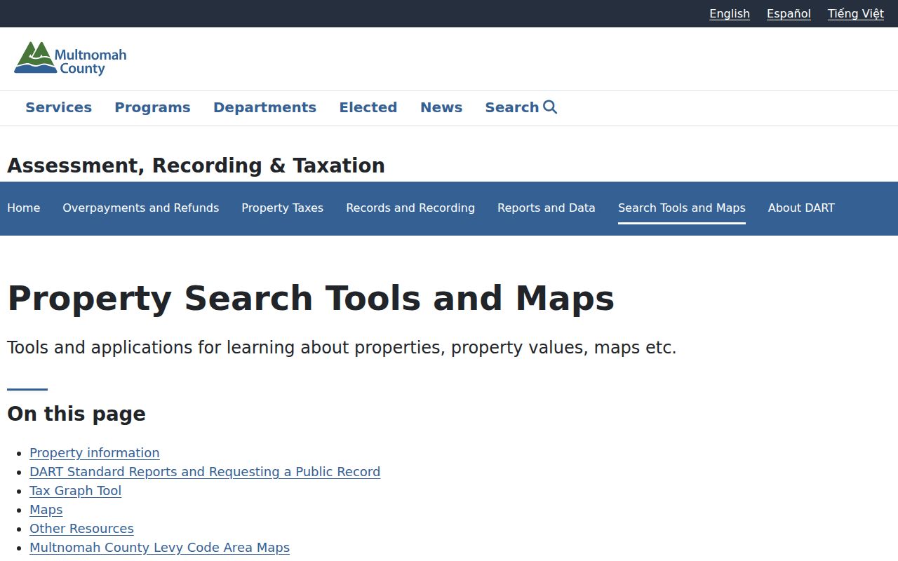Portland street records in Multnomah County property tools and maps