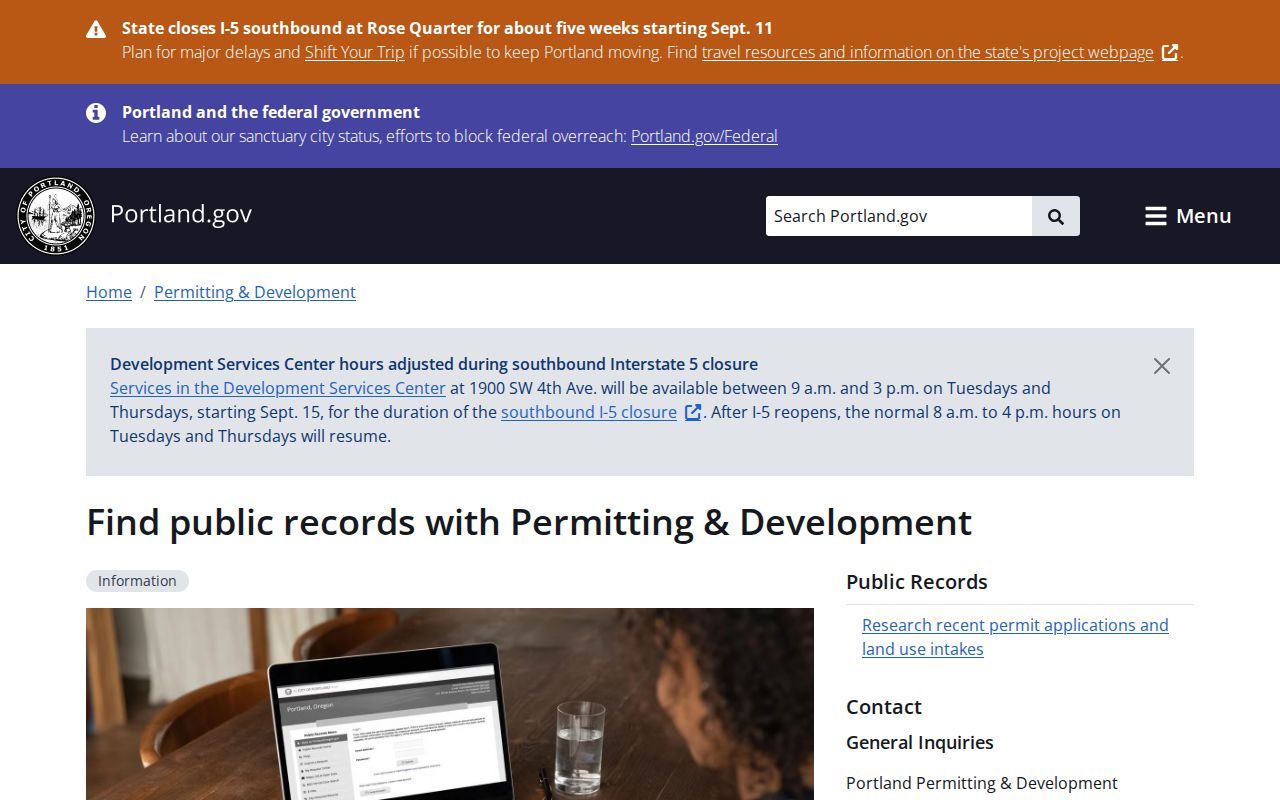 Portland street permit public records route