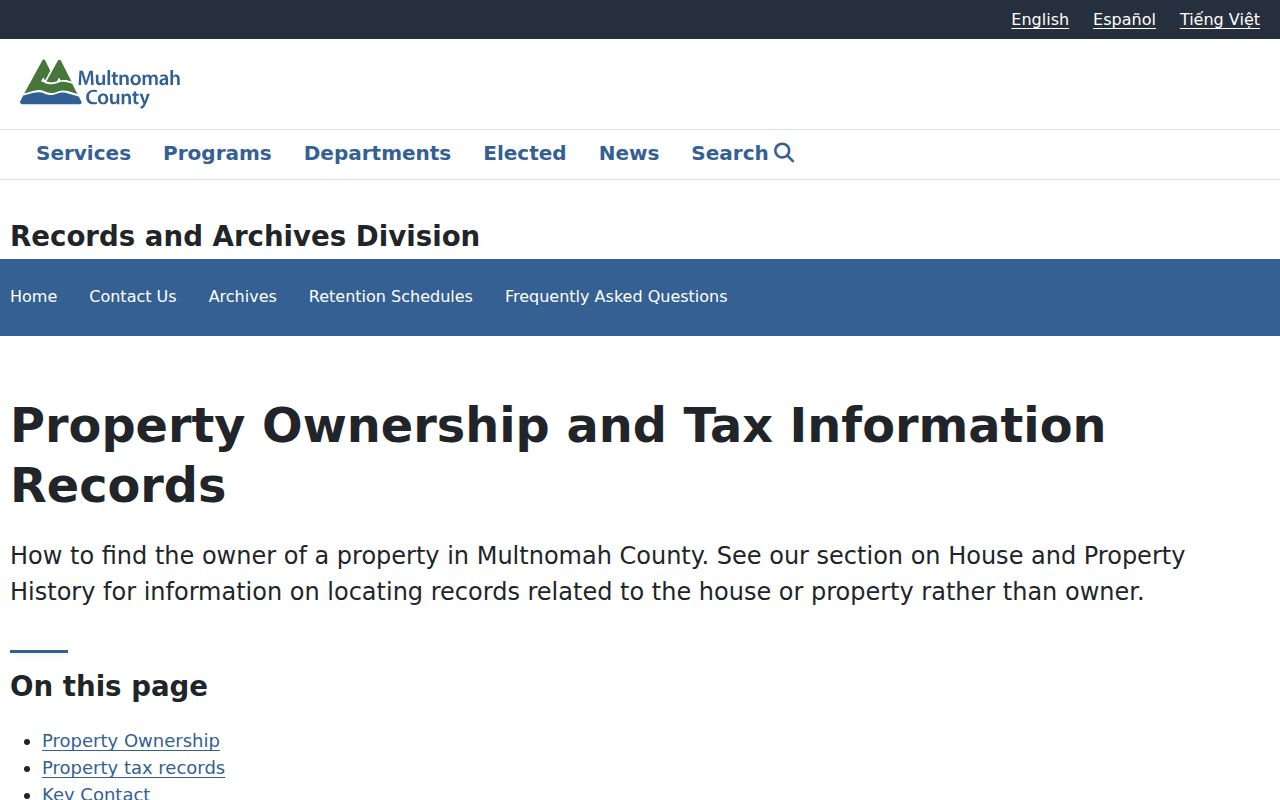 Portland ZIP directory property ownership and tax records guide